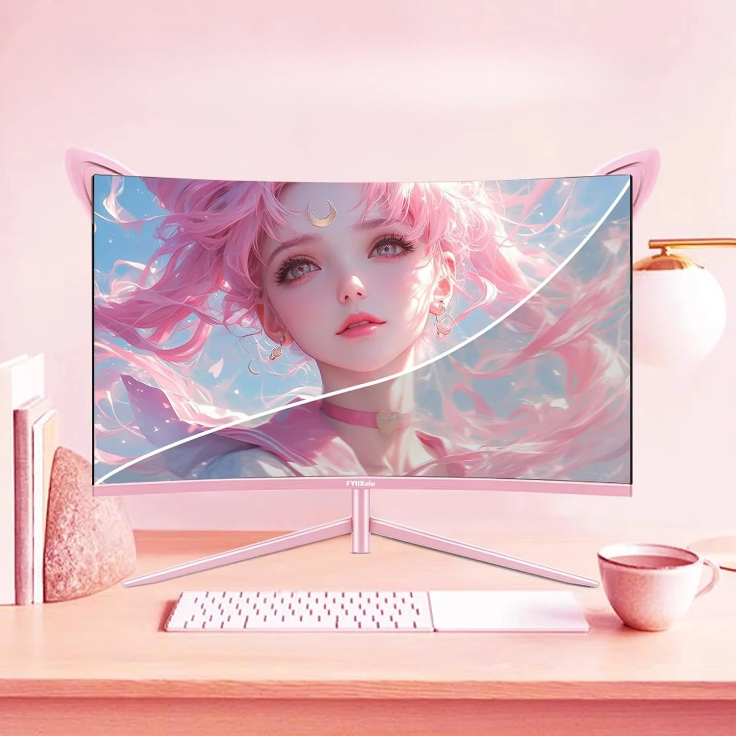 Curved Pink Monitor