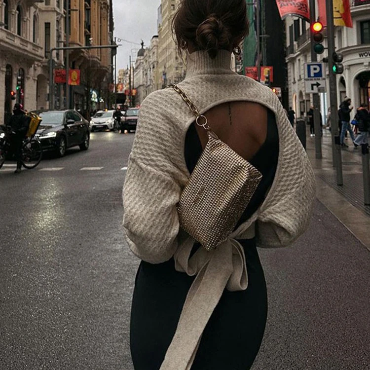 Backless Turtleneck Sweater