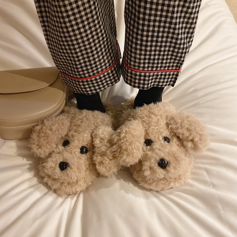fluffy dog slippers