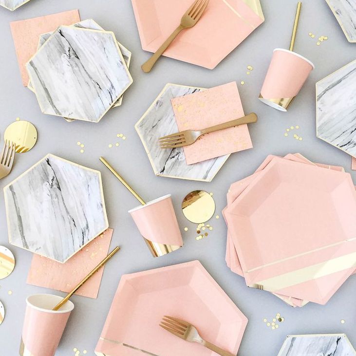 Marble & Gold Disposable Tableware