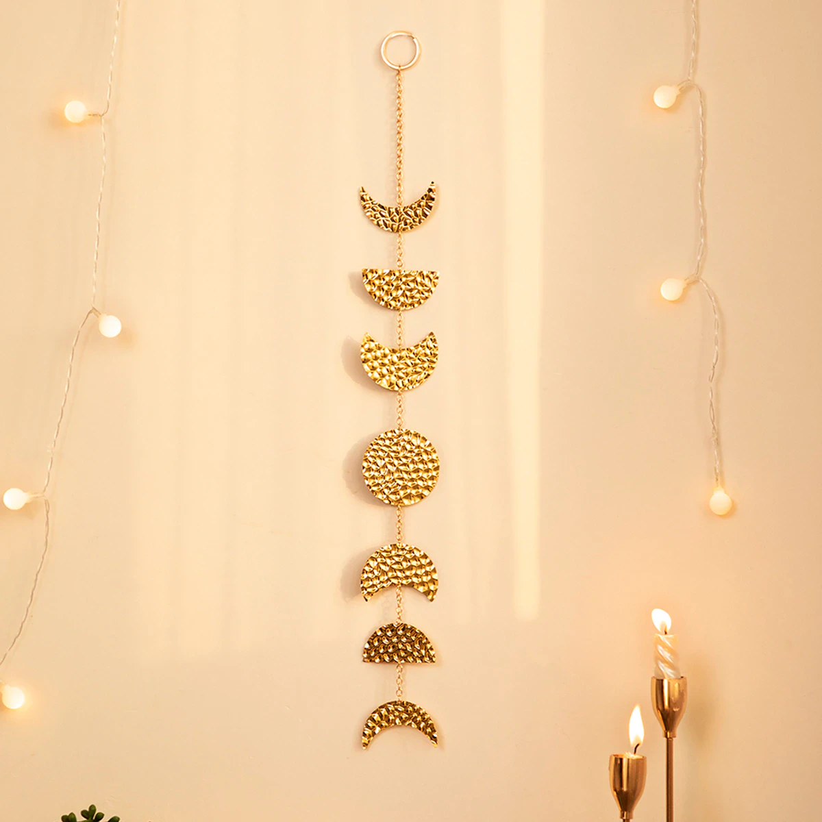 Golden Moon Phase Wall Hanging
