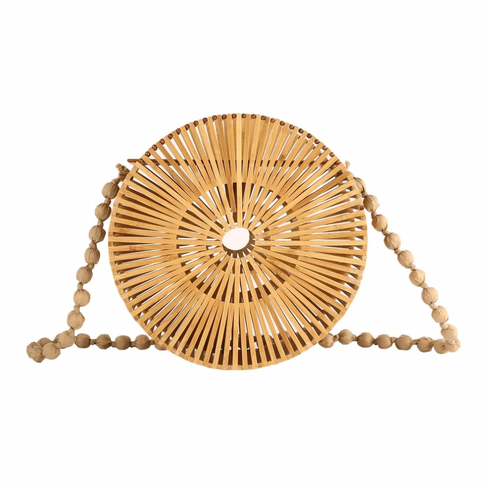 Round Bamboo Weave Beach Bag