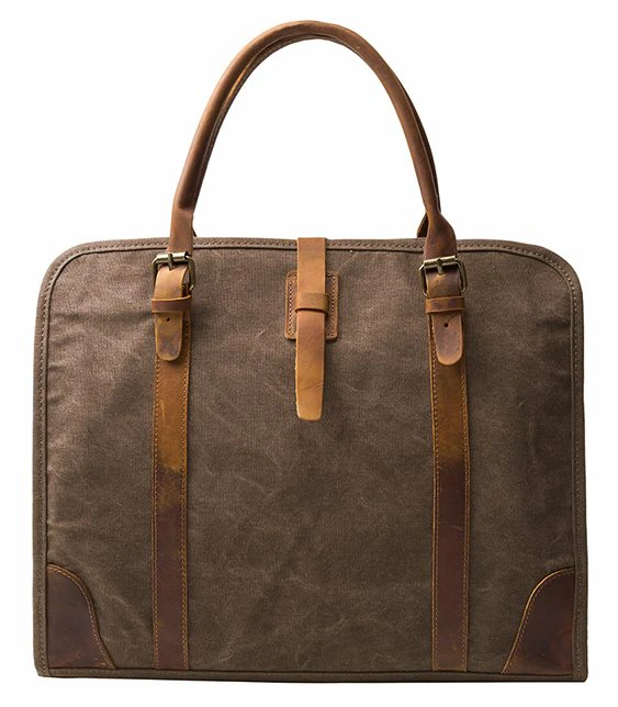 15" Canvas Leather Laptop Messenger Bag
