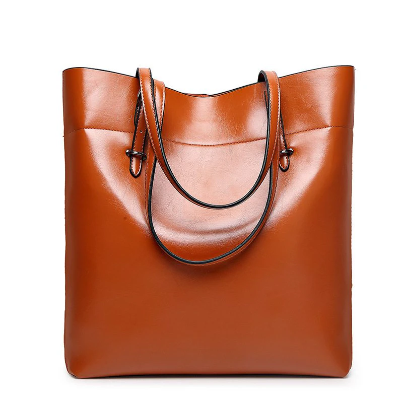 Waxed PU Leather Bucket Tote