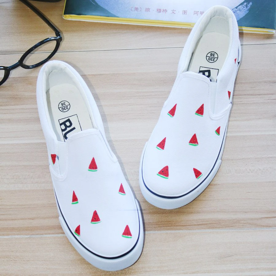 Womens Hand Painted Canvas Slipons