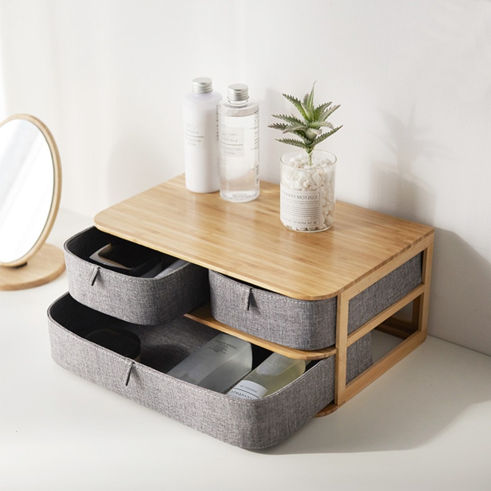 Desktop Bamboo Storage Drawers