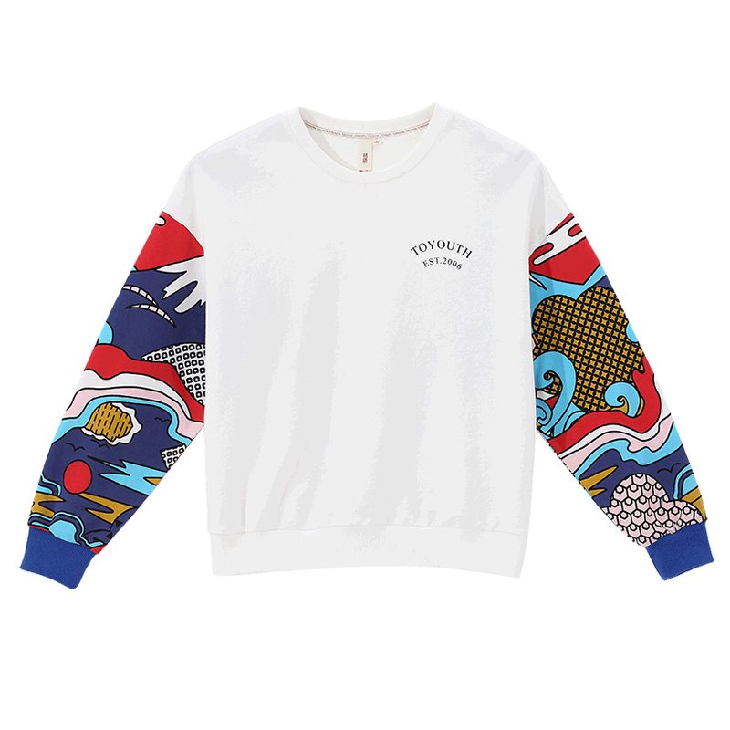 Retro Sleeve Print Pullover