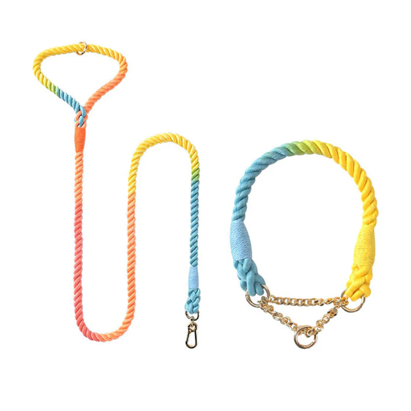 Rainbow Rope Collar & Lead