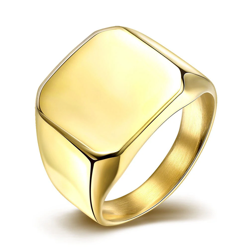Gold Plated Plain Signet Ring