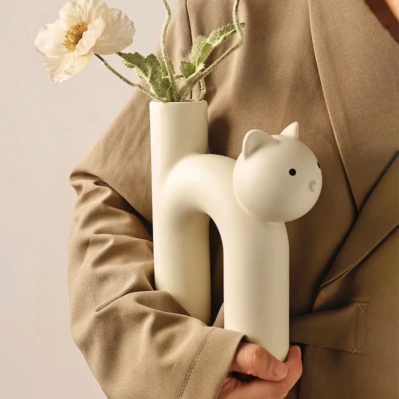 Abstract Cat Vase