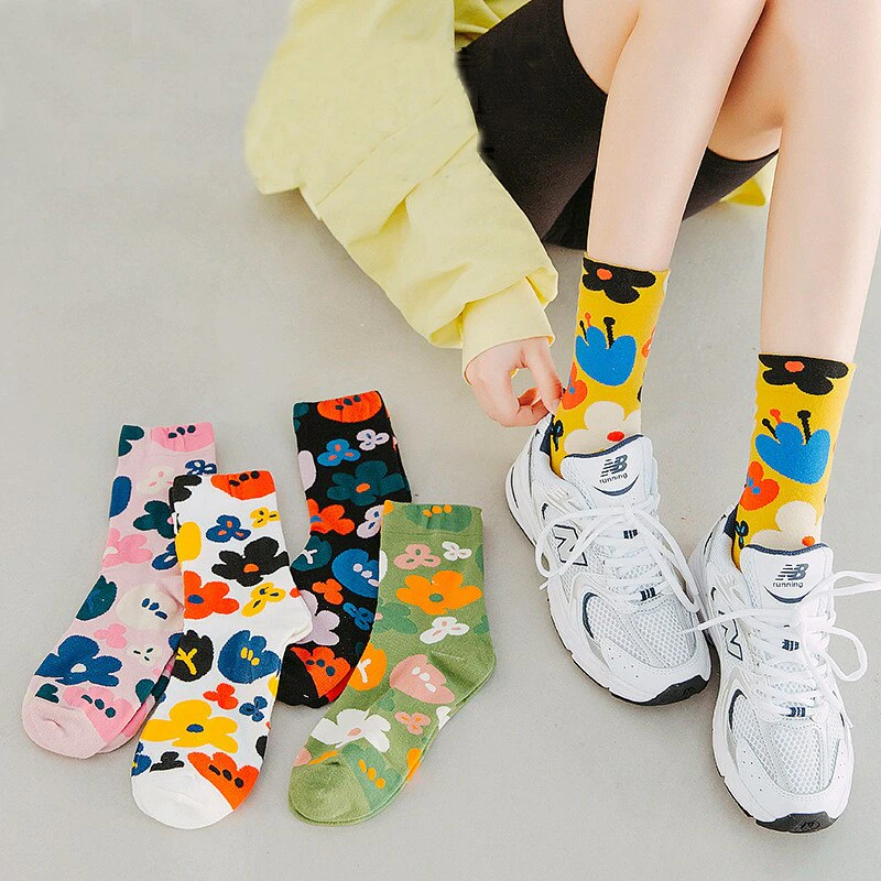 Quirky Flower Print Socks