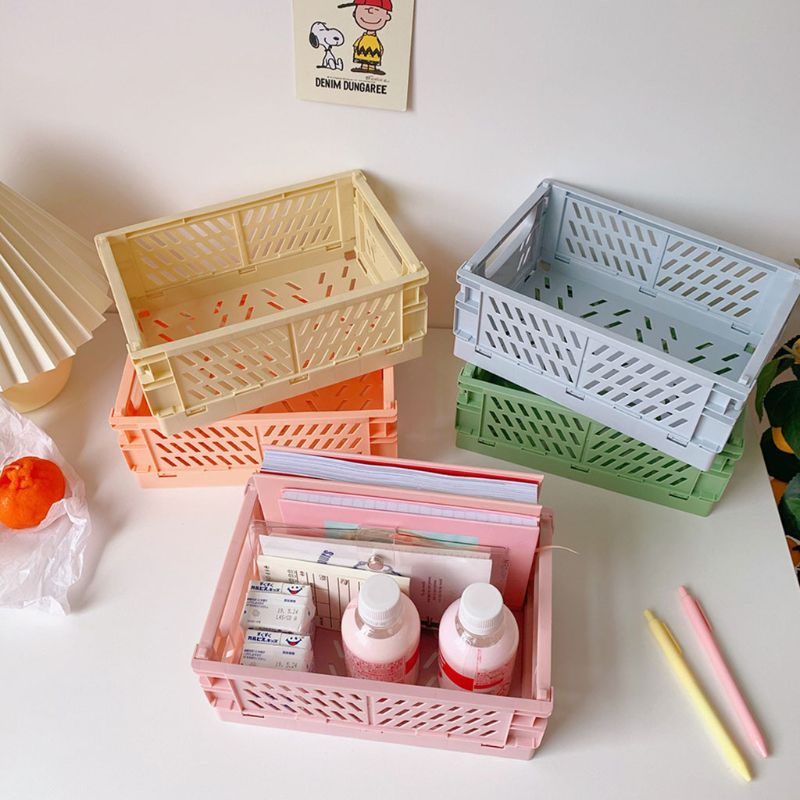 Collapsible Pastel Plastic Storage Crate