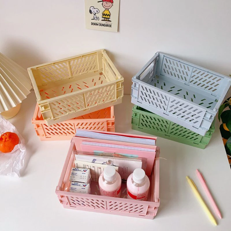 Collapsible Pastel Plastic Storage Crate