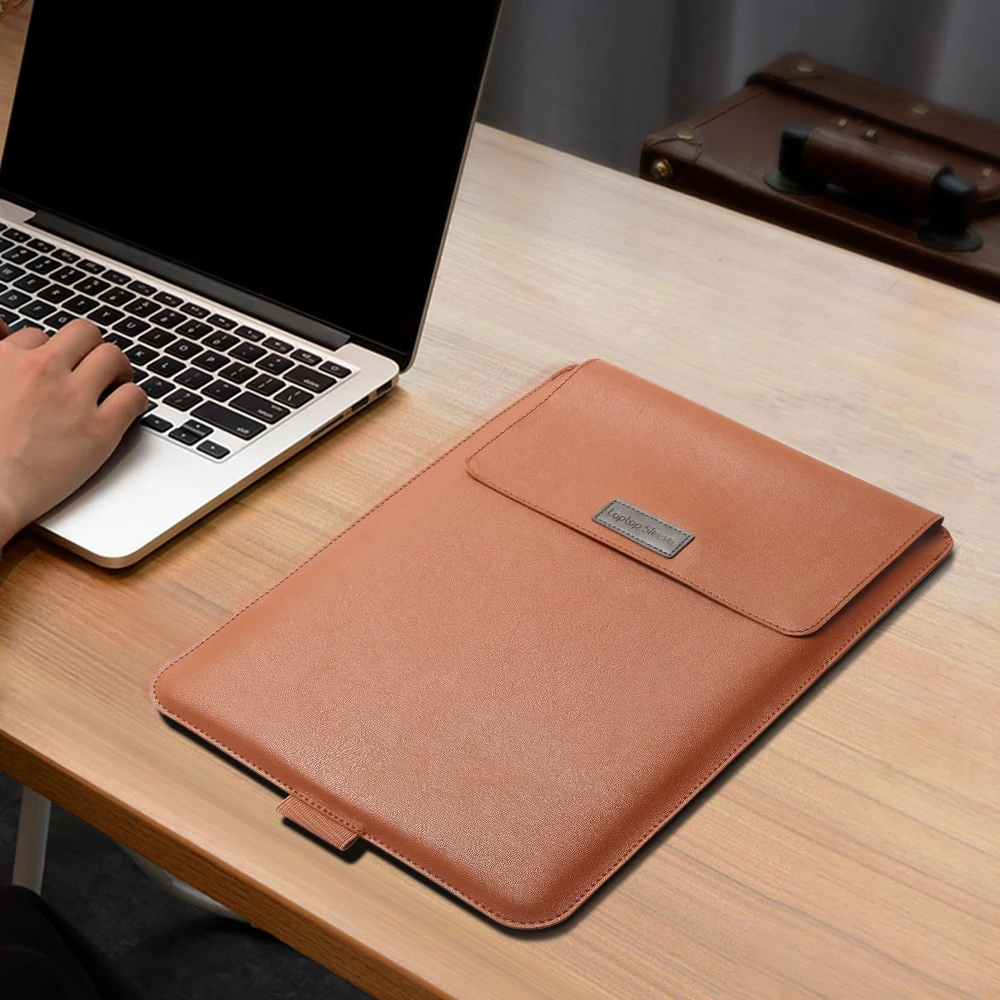 Folding Faux Leather Macbook Sleeve