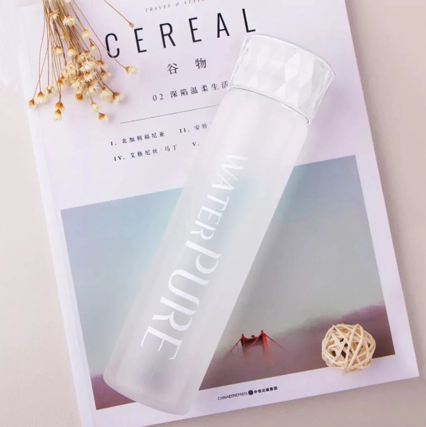 Matte Clear Glass Water Bottle