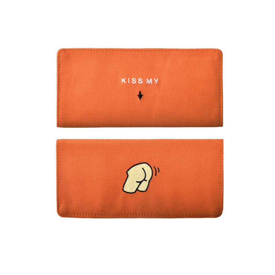 Embroidered Long Canvas Wallet