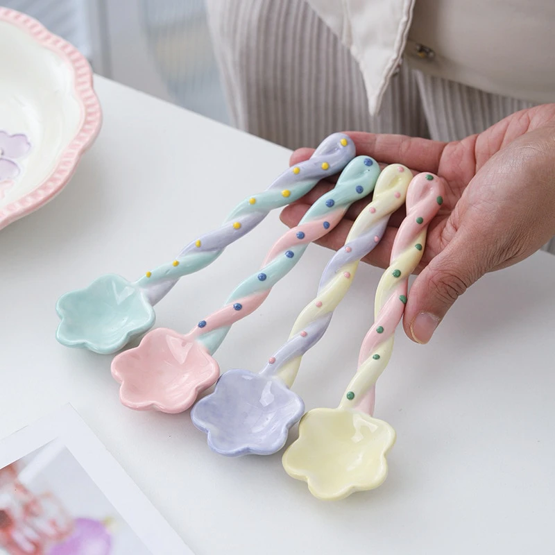 Ceramic Colorful Dessert Spoon