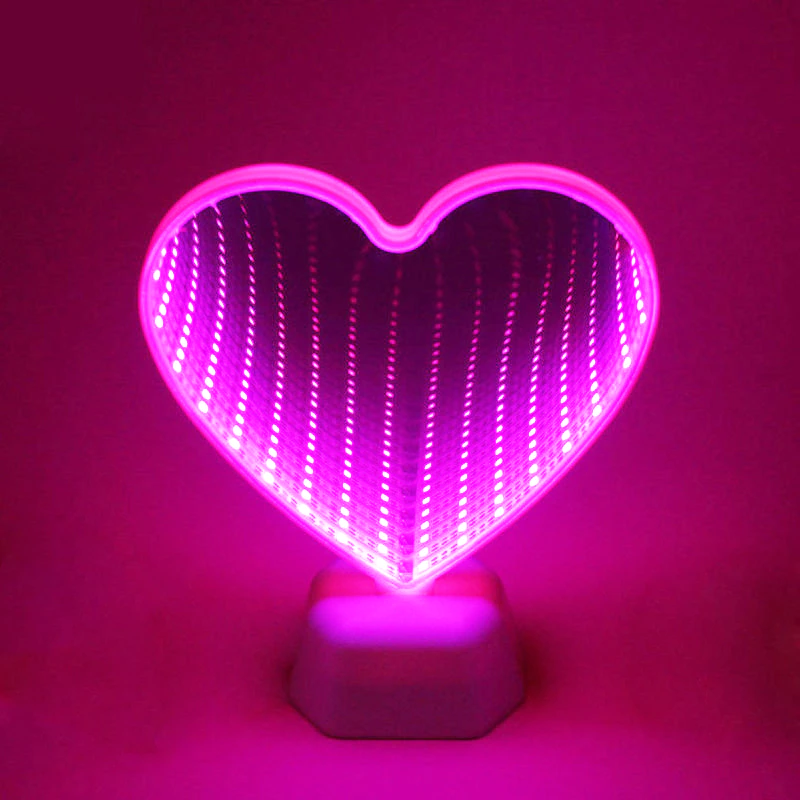 LED Heart Mirror Light
