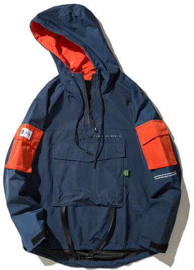 Color Block Pocket Pull Over Windbreaker