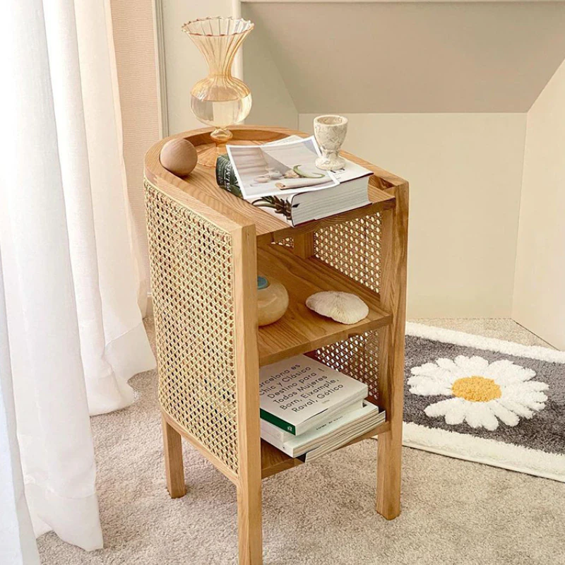 Wooden Rattan Nightstand