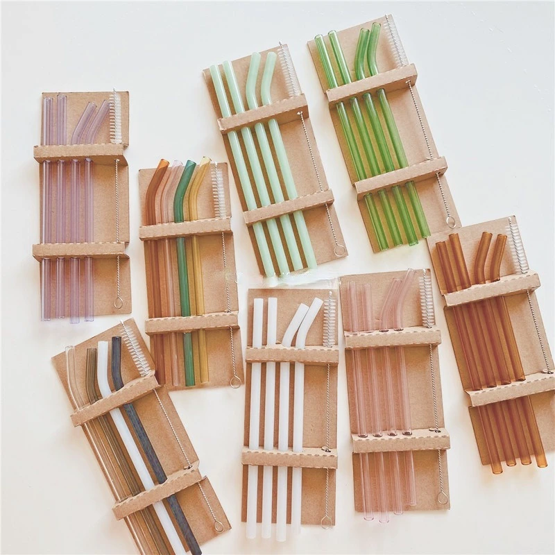 Coloured Glass Straw Set