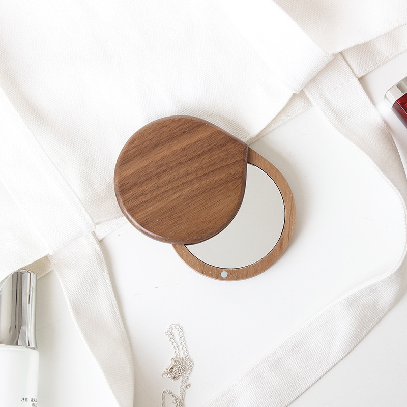 Wood Pocket Makeup Mirror
