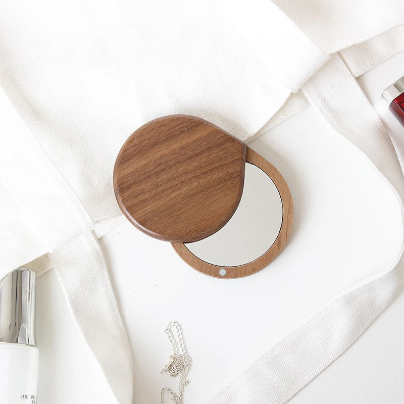 Wood Pocket Makeup Mirror