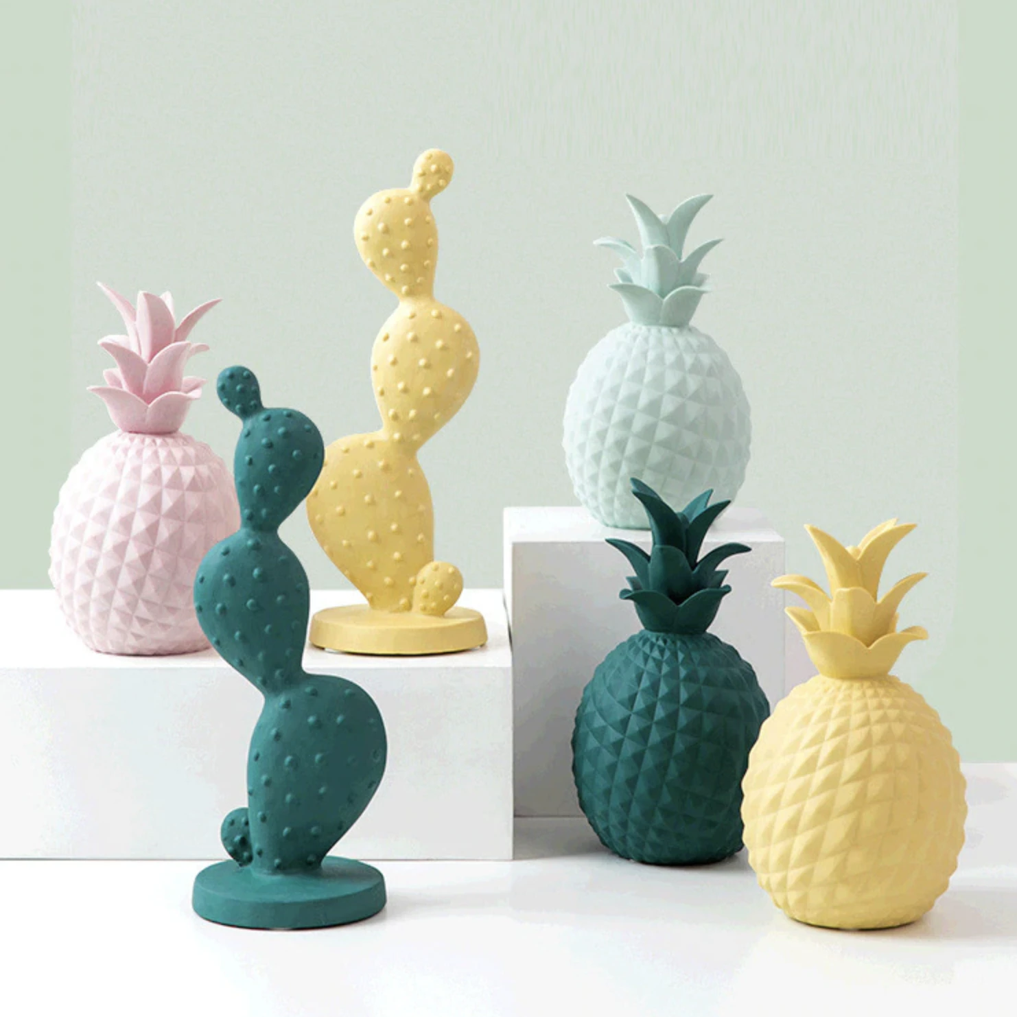 Ceramic Painted Cactus Decor
