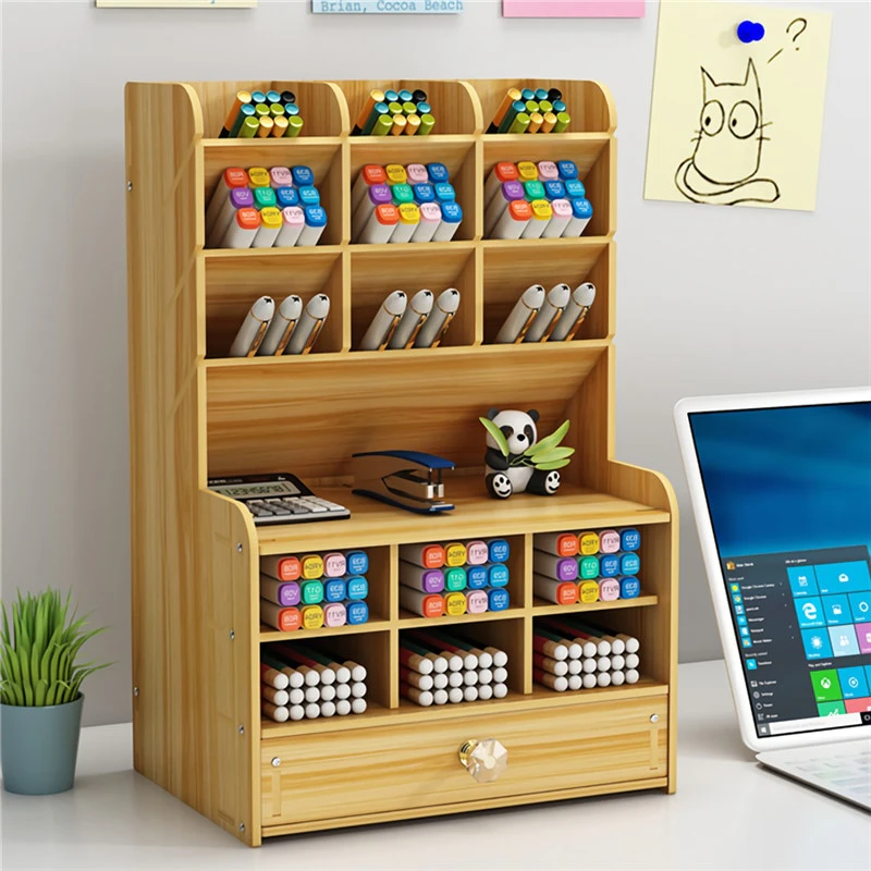 Wooden Desk Stationery Organiser