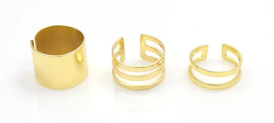 3 Piece Gold Alloy Ring Set
