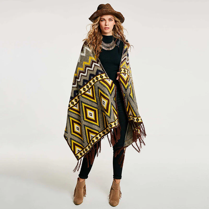Boho Winter Scarf-Cape