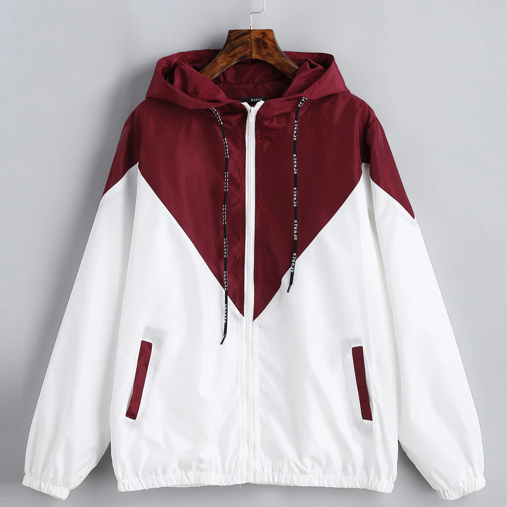 Hooded Two Tone Womens Windbreaker