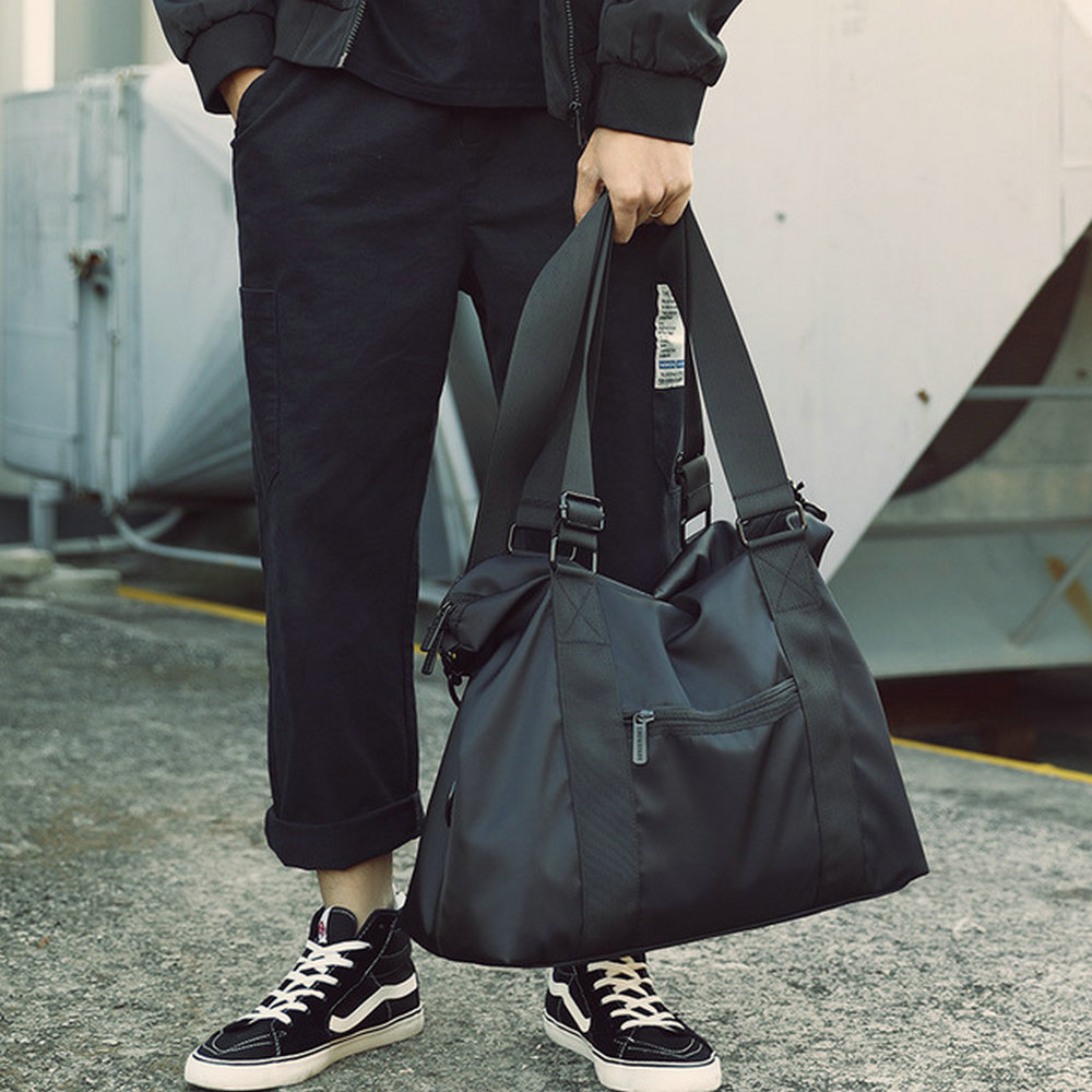 Matte Black Nylon Shoulder Bag