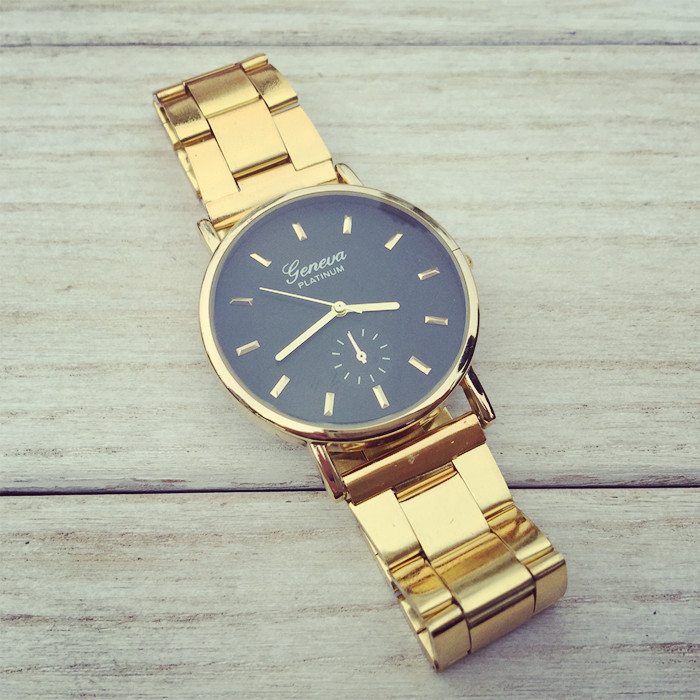 Black On Gold Womens Geneva Watch