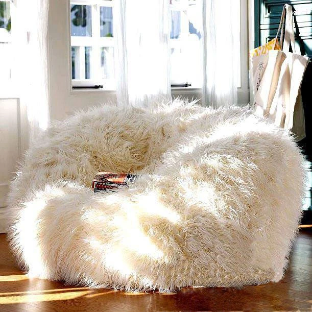 Fluffy White Beanbag Chair