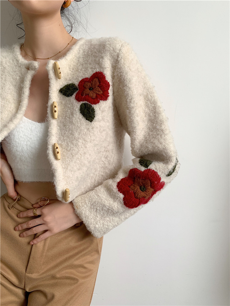 Embroidered Sweater Cardigan