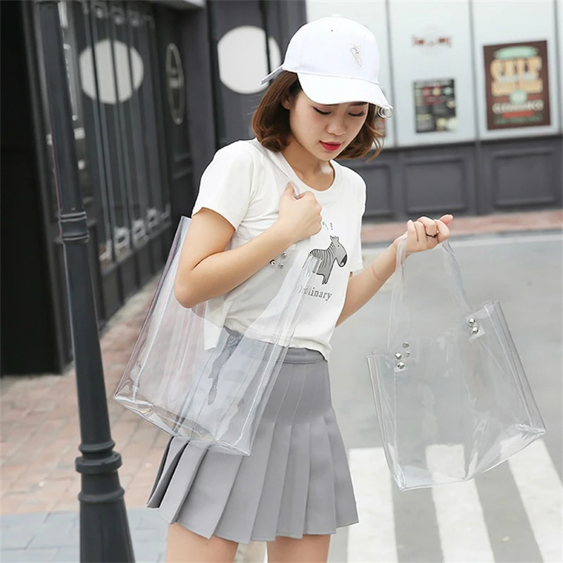 Transparent Plastic Handbags beach Shoulder