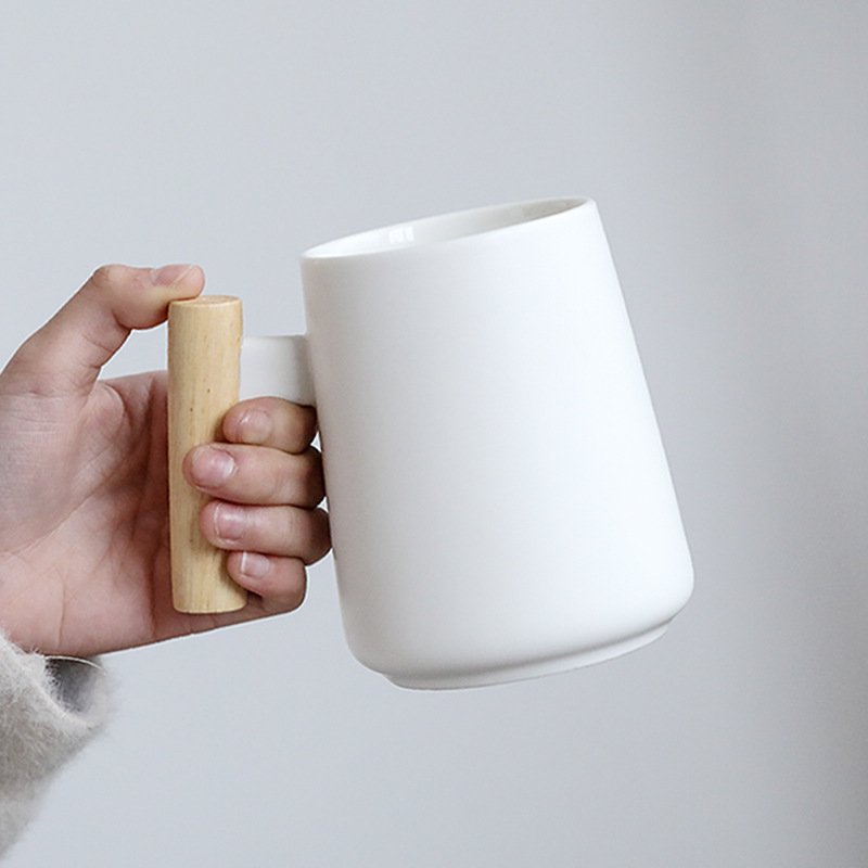 Large Minimal Wood Ceramic Mug