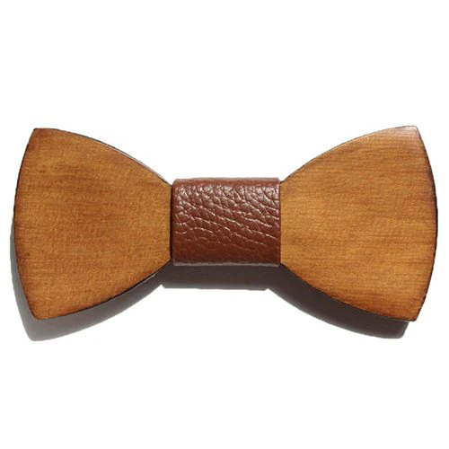 Hipster Wood and Leather Bow