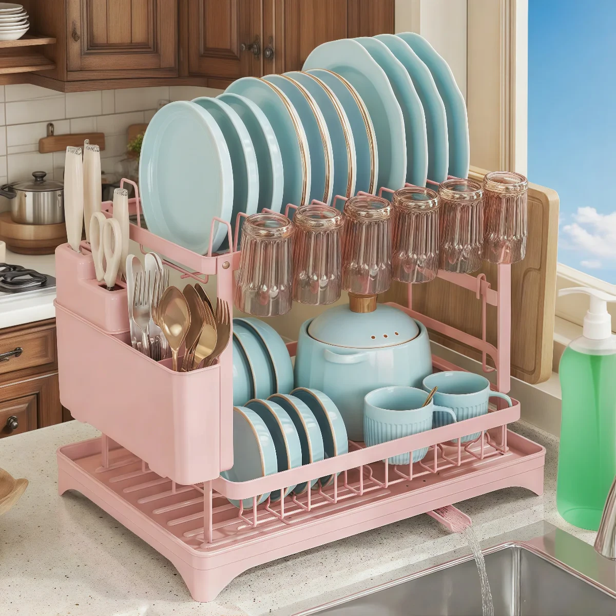 Pink Dish Drying Rack