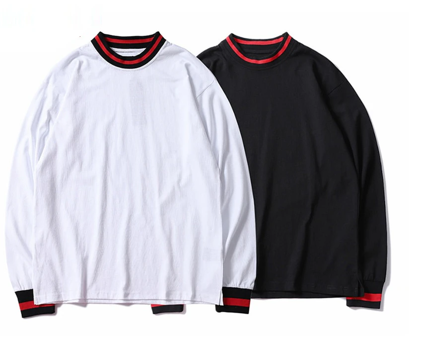 Plain Long Sleeve with Stripe Tape Collar