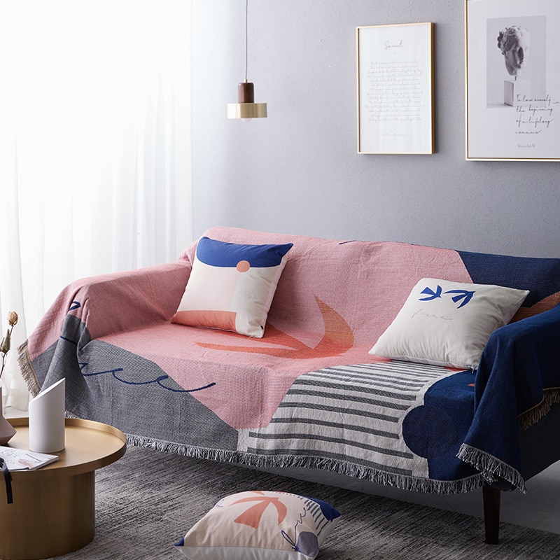 Minimal Pastel Sofa Blanket Throw