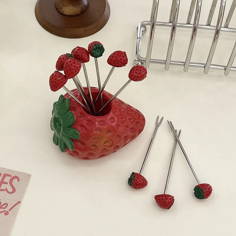 Strawberry Cocktail Fork Set
