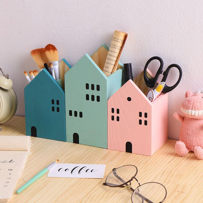 Wood House Stationary Holder