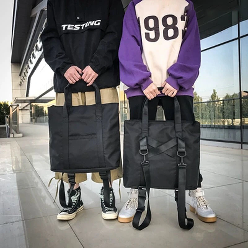 Waterproof Matte Black Tote Backpack