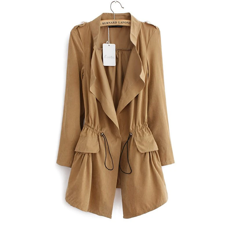 Womens Drawstring Trench Coat