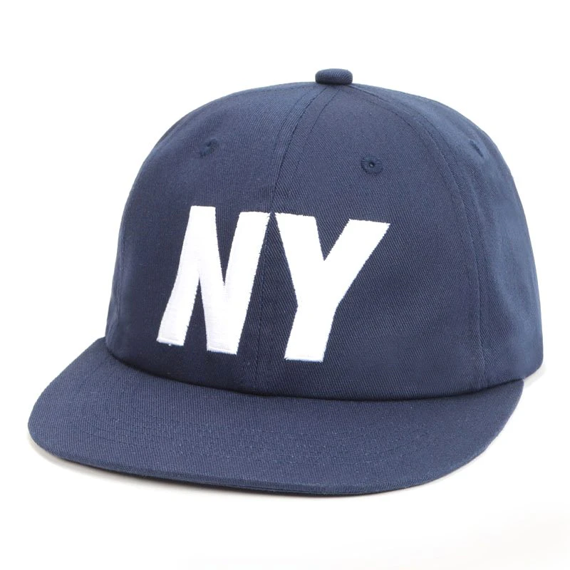 Ny Embroidered Leather Strap Baseball Cap