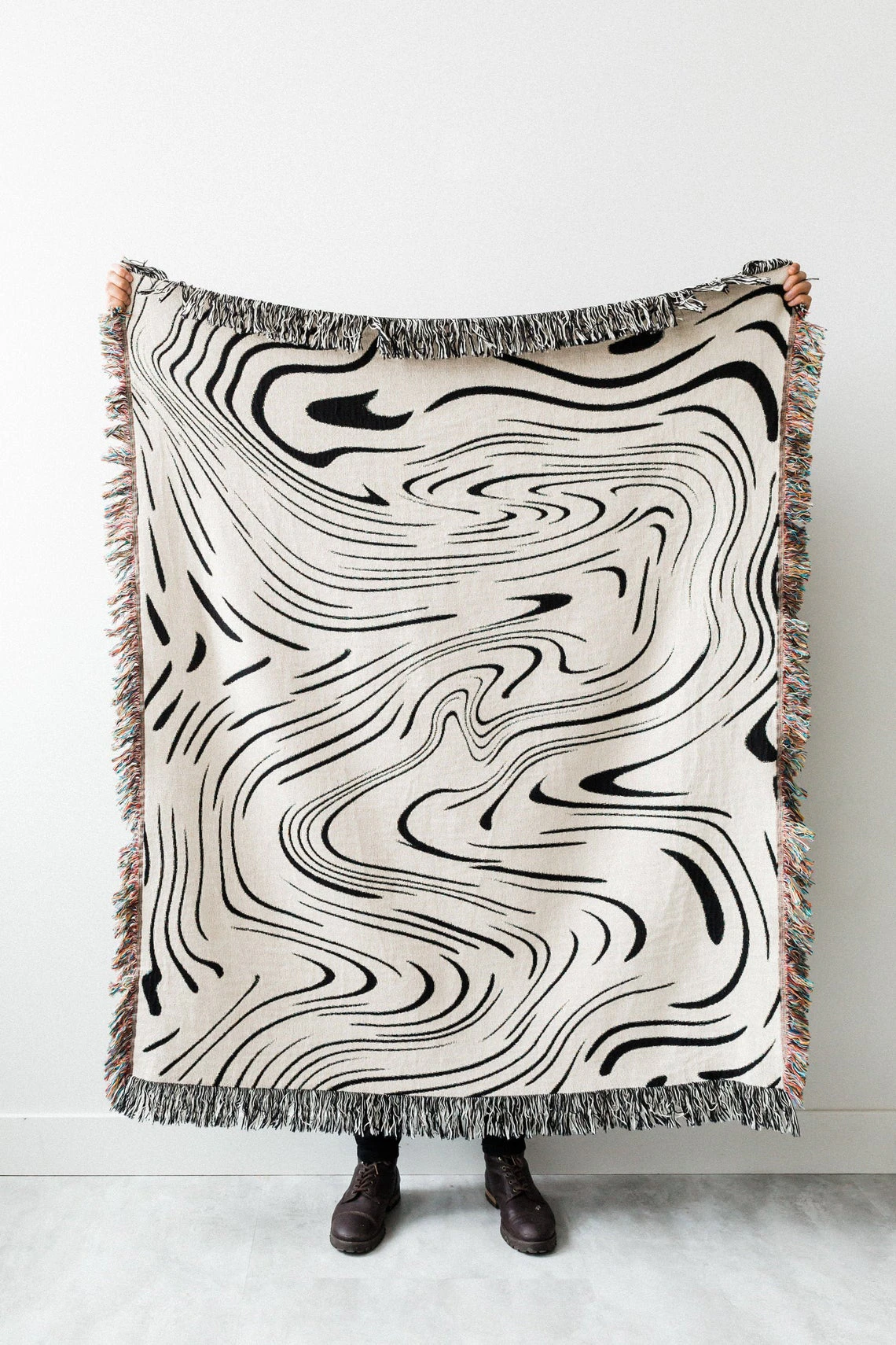 Black and White Wave Blanket