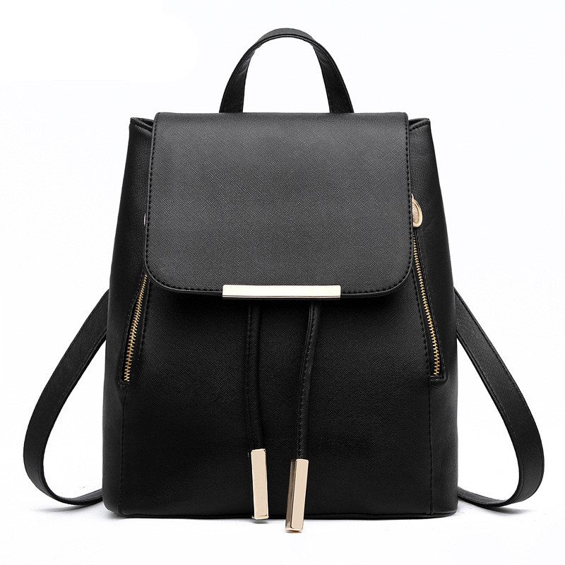 Black and Gold Womens Leather Backpack