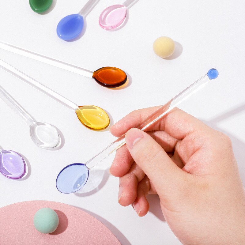 Long Handled Coloured Glass Spoon